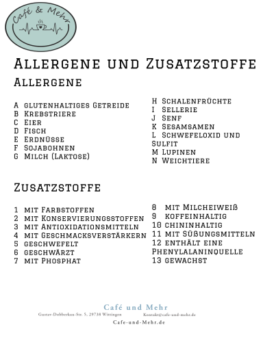 Allergene und Zusatzstoffe